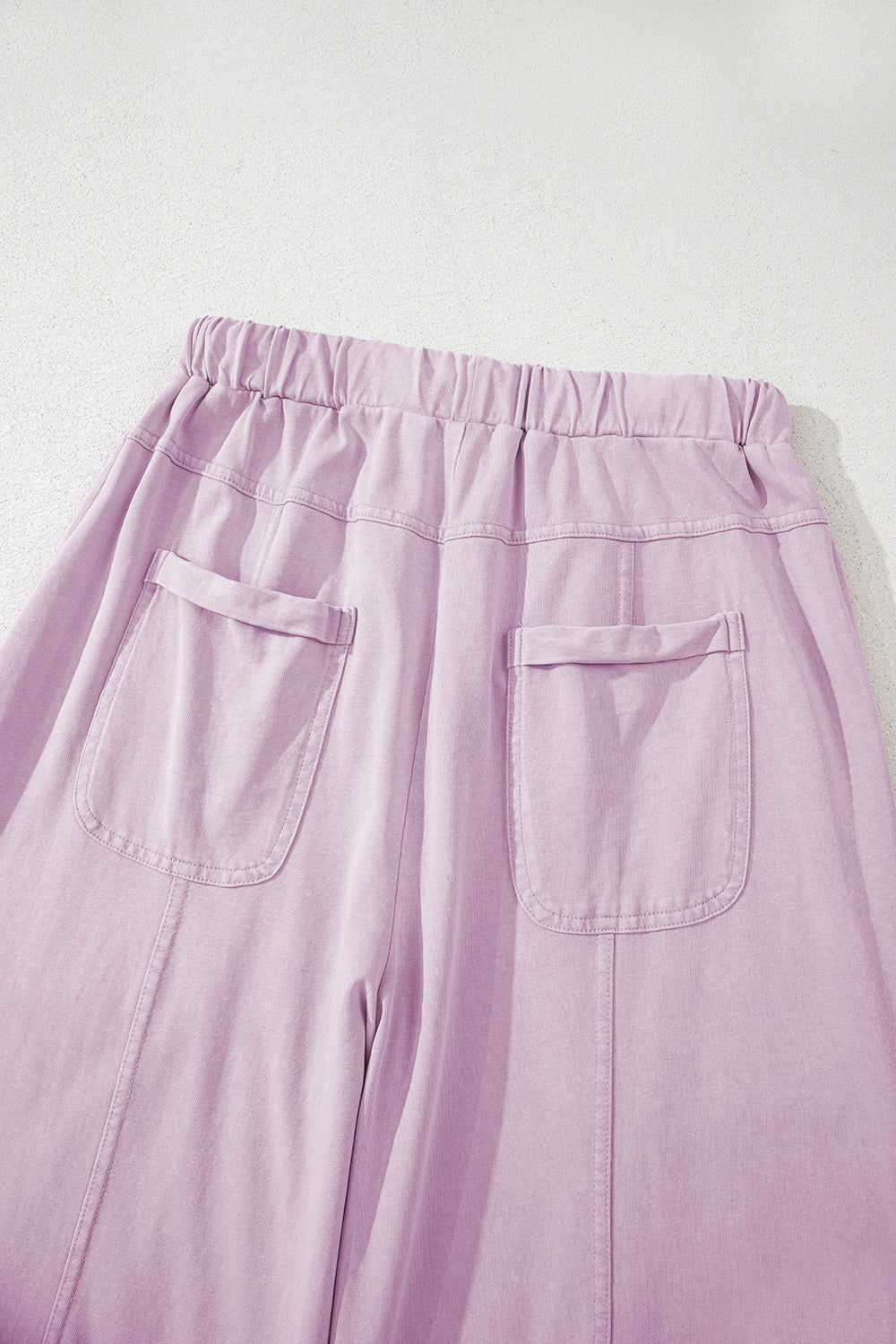 High-Waist Mineral Wash Cargo Pants , Wide Leg with Drawstring & Exposed Seams