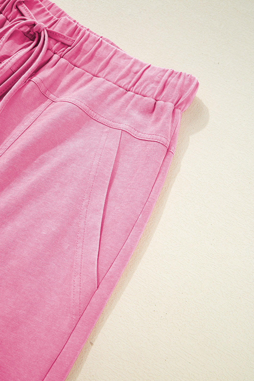 High-Waist Mineral Wash Cargo Pants , Wide Leg with Drawstring & Exposed Seams