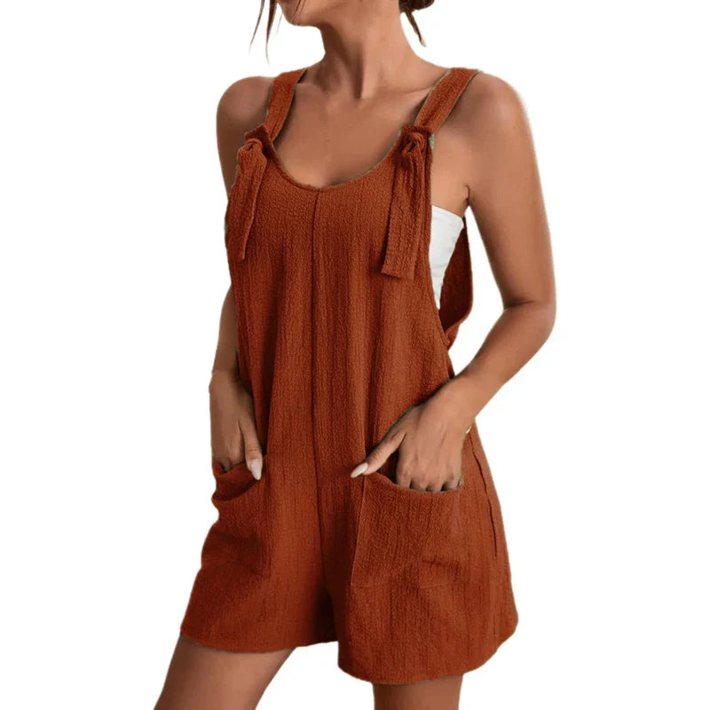 Women’s Sleeveless Summer Jumpsuit with Pockets – Casual Loose Fit for Office & Streetwear