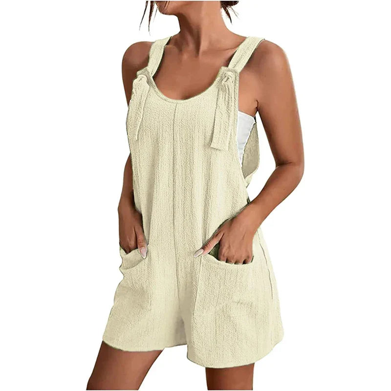 Women’s Sleeveless Summer Jumpsuit with Pockets – Casual Loose Fit for Office & Streetwear