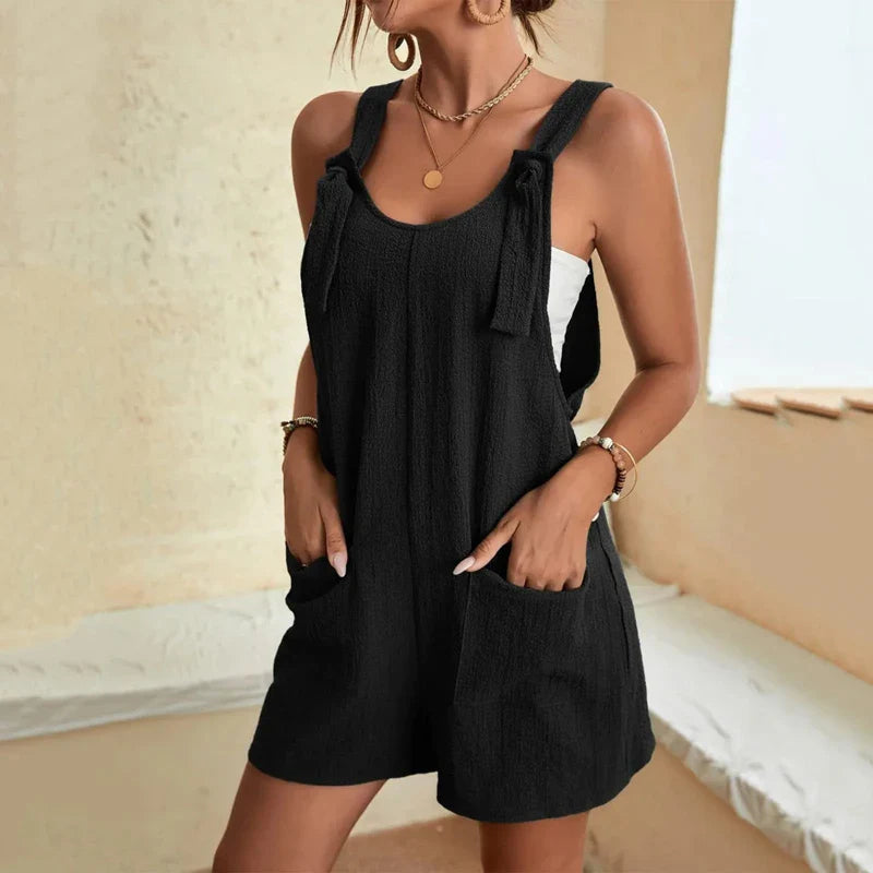 Women’s Sleeveless Summer Jumpsuit with Pockets – Casual Loose Fit for Office & Streetwear