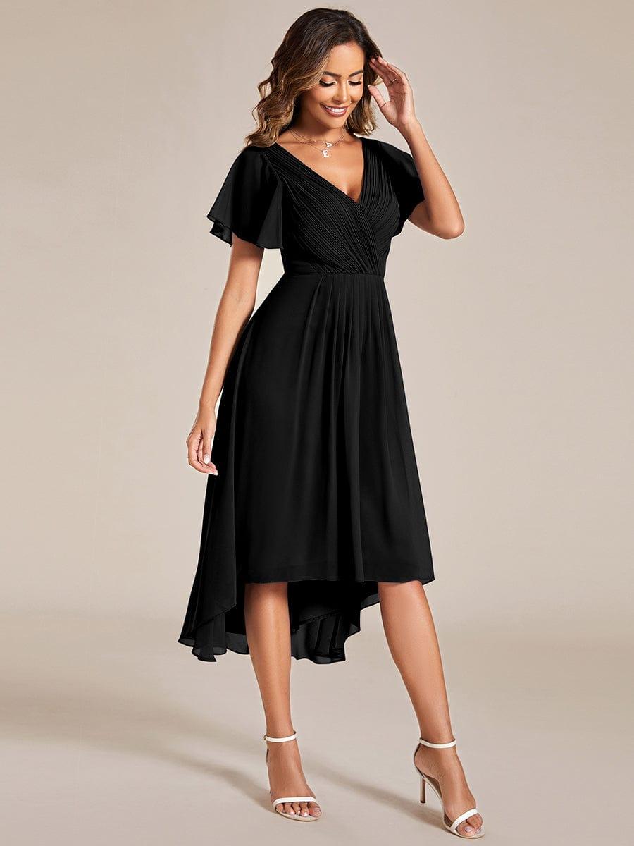 Stunning High-Low V-Neck Dress: Elevate Your Wedding Guest Style!