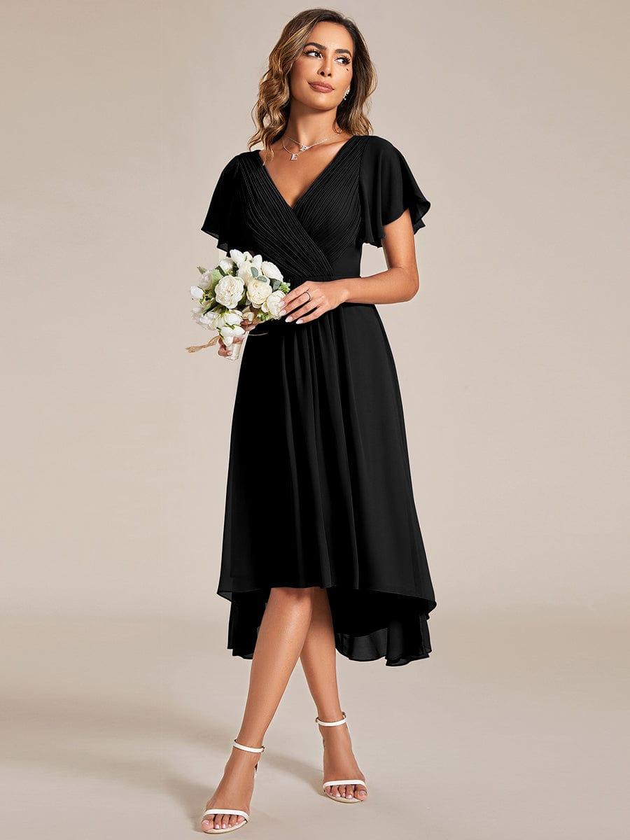 Stunning High-Low V-Neck Dress: Elevate Your Wedding Guest Style!