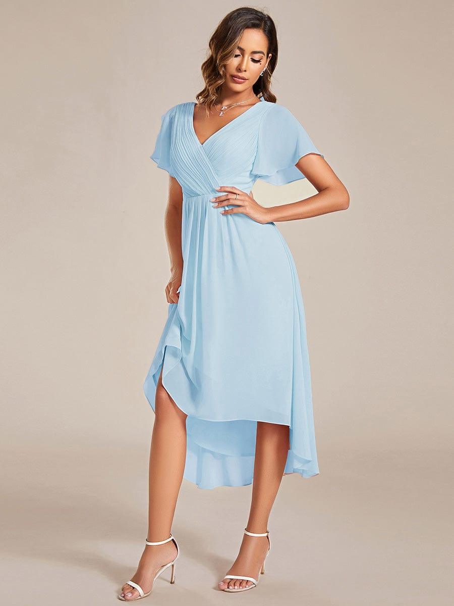 Stunning High-Low V-Neck Dress: Elevate Your Wedding Guest Style!