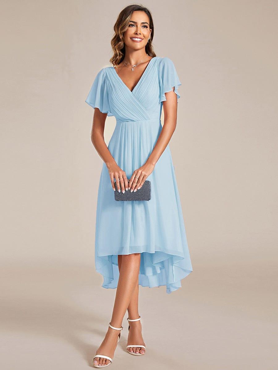 Stunning High-Low V-Neck Dress: Elevate Your Wedding Guest Style!