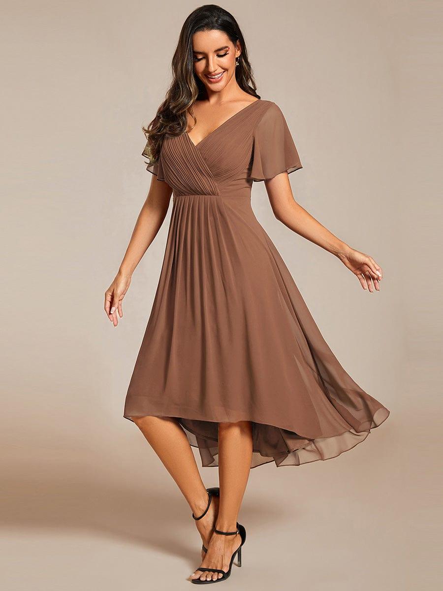 Stunning High-Low V-Neck Dress: Elevate Your Wedding Guest Style!