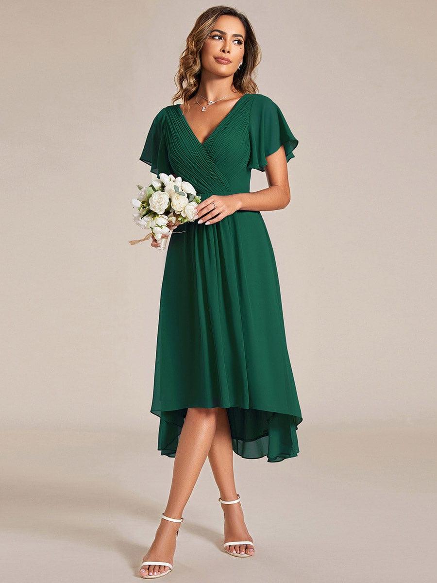 Stunning High-Low V-Neck Dress: Elevate Your Wedding Guest Style!