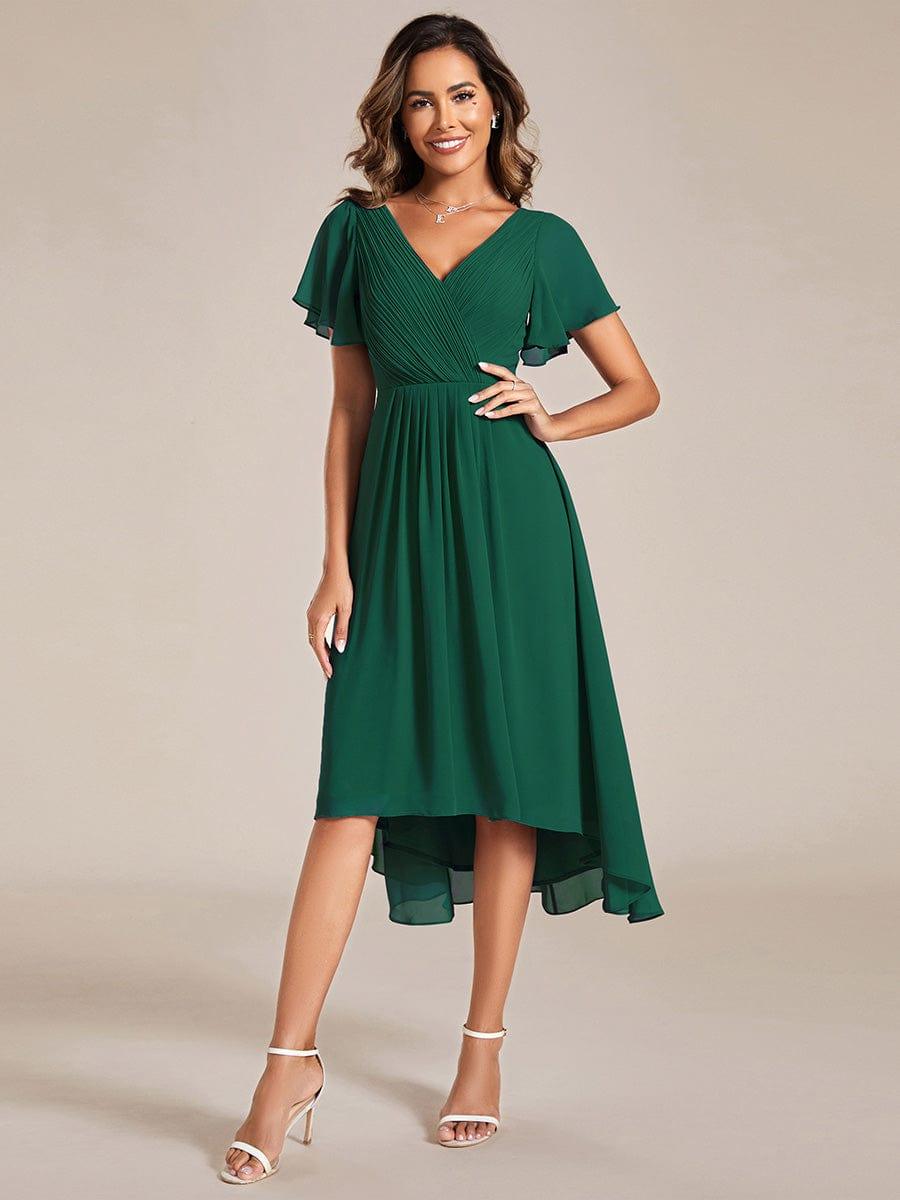 Stunning High-Low V-Neck Dress: Elevate Your Wedding Guest Style!