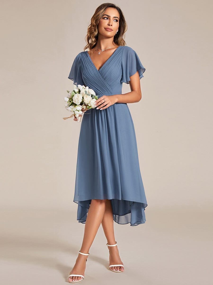 Stunning High-Low V-Neck Dress: Elevate Your Wedding Guest Style!