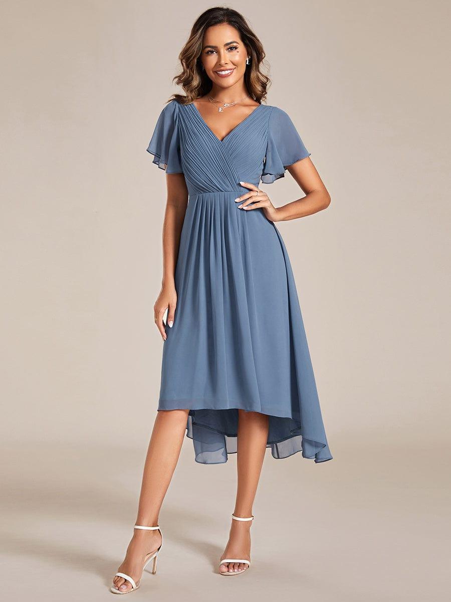 Stunning High-Low V-Neck Dress: Elevate Your Wedding Guest Style!