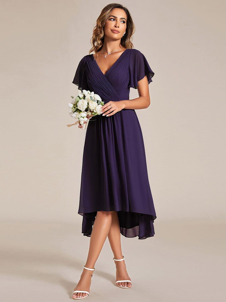 Stunning High-Low V-Neck Dress: Elevate Your Wedding Guest Style!