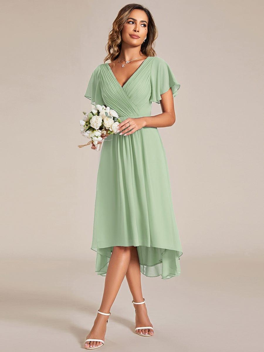 Stunning High-Low V-Neck Dress: Elevate Your Wedding Guest Style!