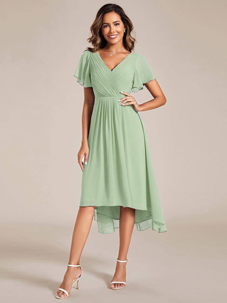 Stunning High-Low V-Neck Dress: Elevate Your Wedding Guest Style!