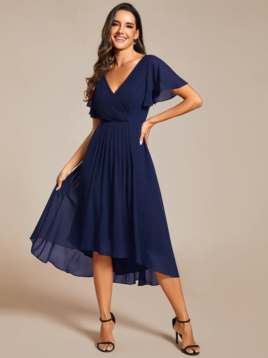 Stunning High-Low V-Neck Dress: Elevate Your Wedding Guest Style!