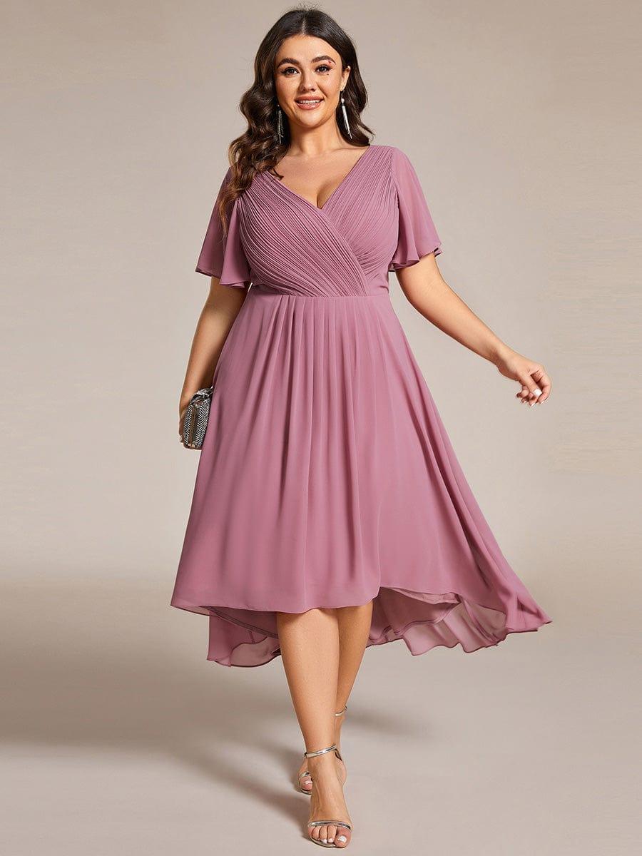 Stunning High-Low V-Neck Dress: Elevate Your Wedding Guest Style!