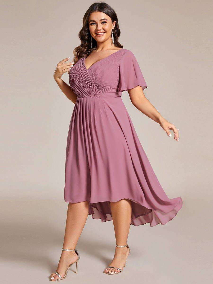 Stunning High-Low V-Neck Dress: Elevate Your Wedding Guest Style!