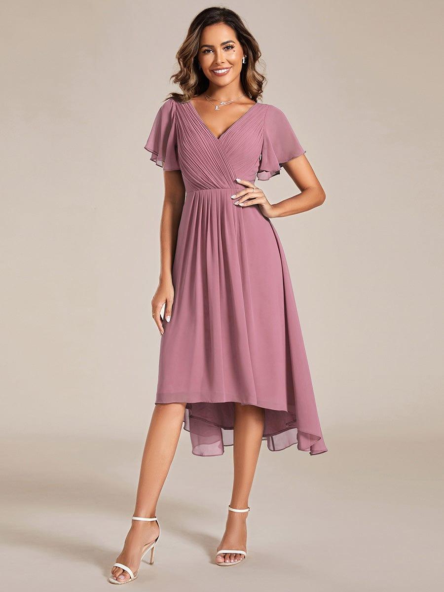 Stunning High-Low V-Neck Dress: Elevate Your Wedding Guest Style!