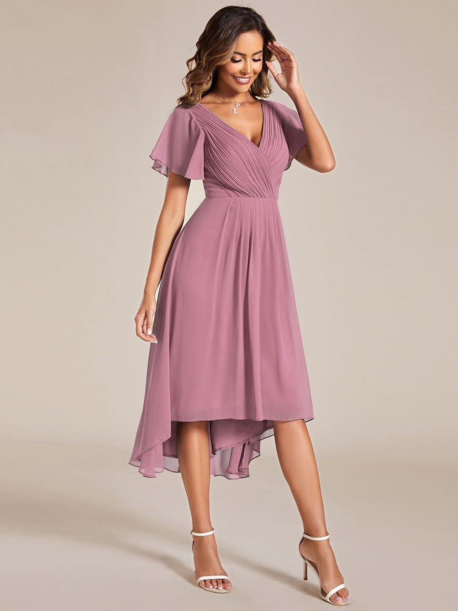 Stunning High-Low V-Neck Dress: Elevate Your Wedding Guest Style!