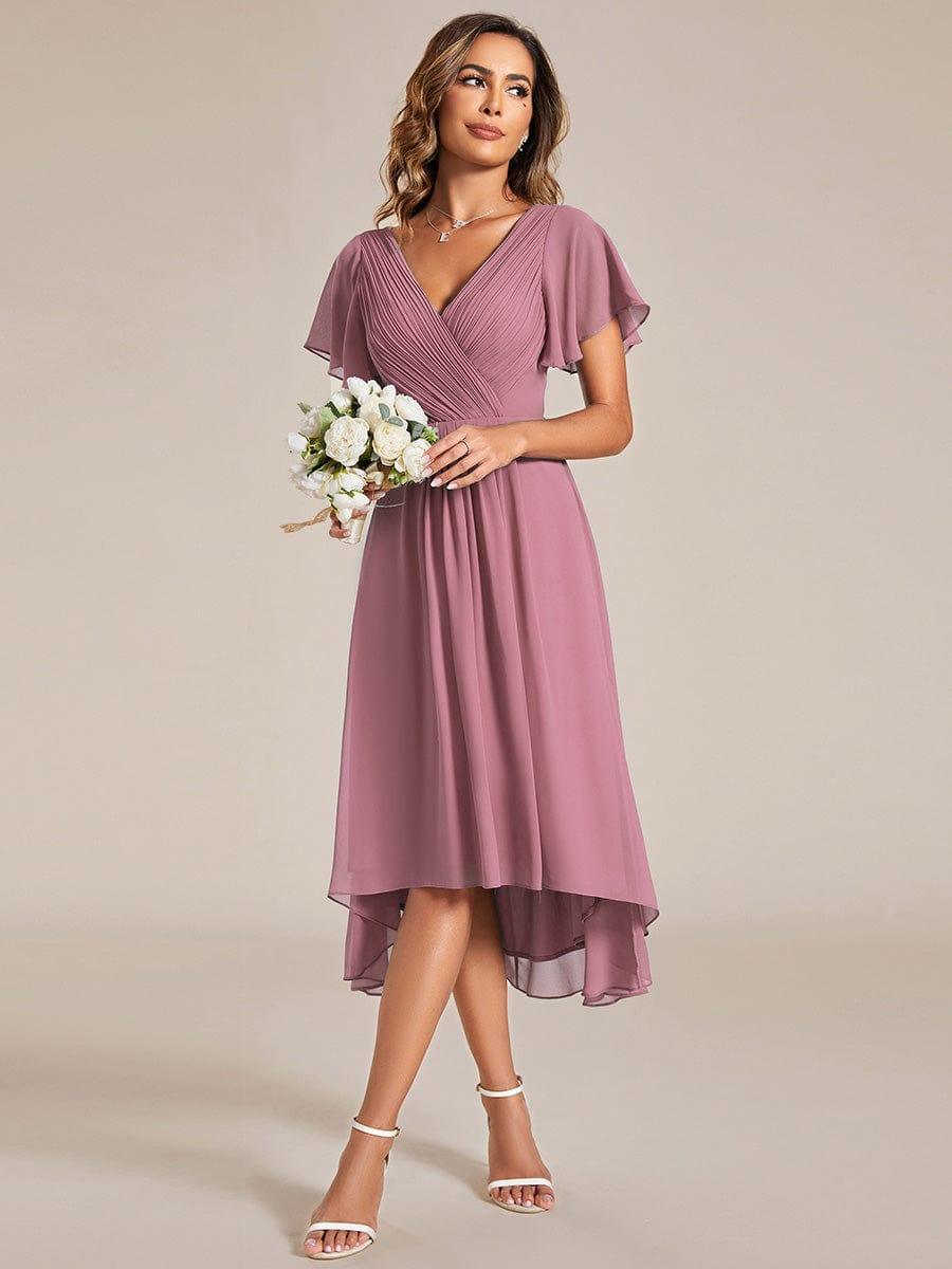 Stunning High-Low V-Neck Dress: Elevate Your Wedding Guest Style!