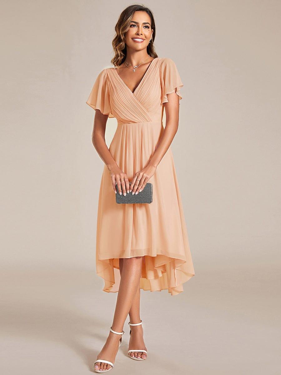 Stunning High-Low V-Neck Dress: Elevate Your Wedding Guest Style!
