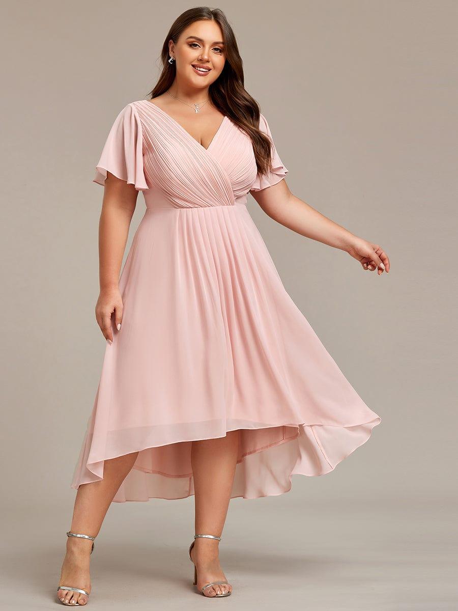 Stunning High-Low V-Neck Dress: Elevate Your Wedding Guest Style!