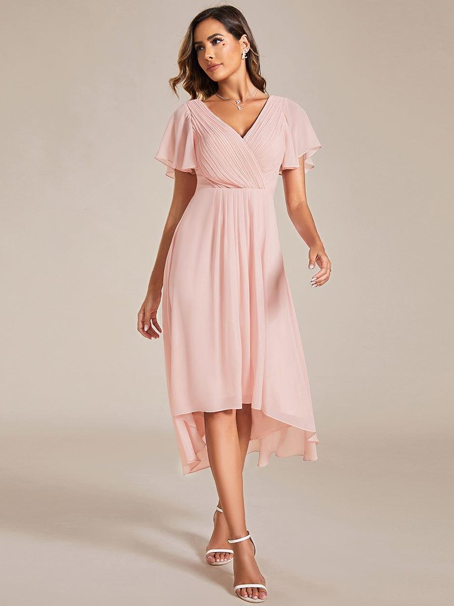 Stunning High-Low V-Neck Dress: Elevate Your Wedding Guest Style!