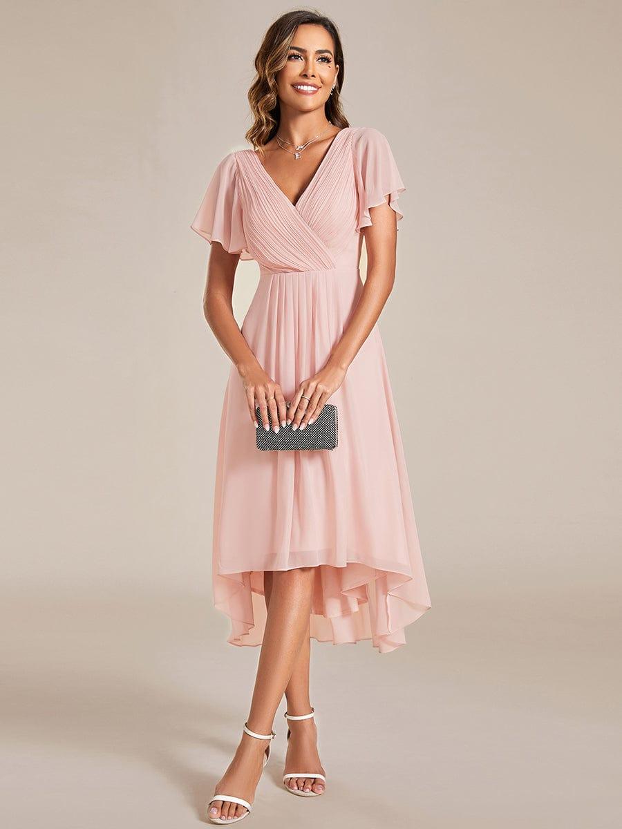 Stunning High-Low V-Neck Dress: Elevate Your Wedding Guest Style!