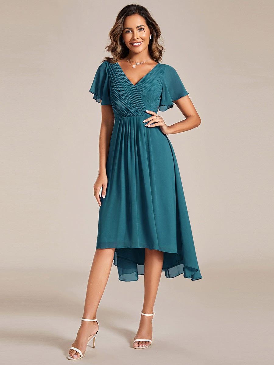 Stunning High-Low V-Neck Dress: Elevate Your Wedding Guest Style!