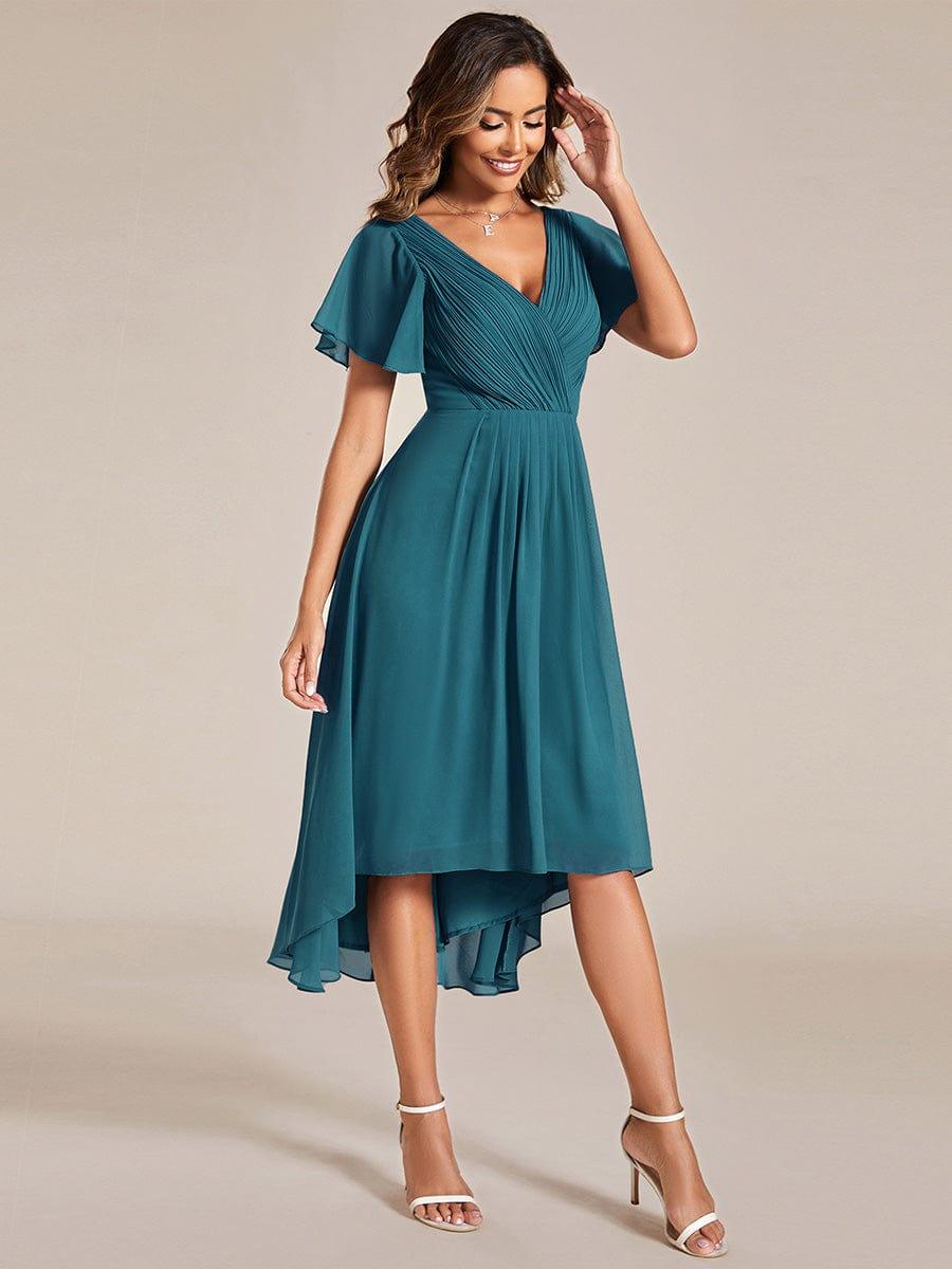 Stunning High-Low V-Neck Dress: Elevate Your Wedding Guest Style!