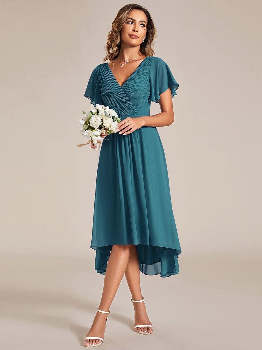 Stunning High-Low V-Neck Dress: Elevate Your Wedding Guest Style!