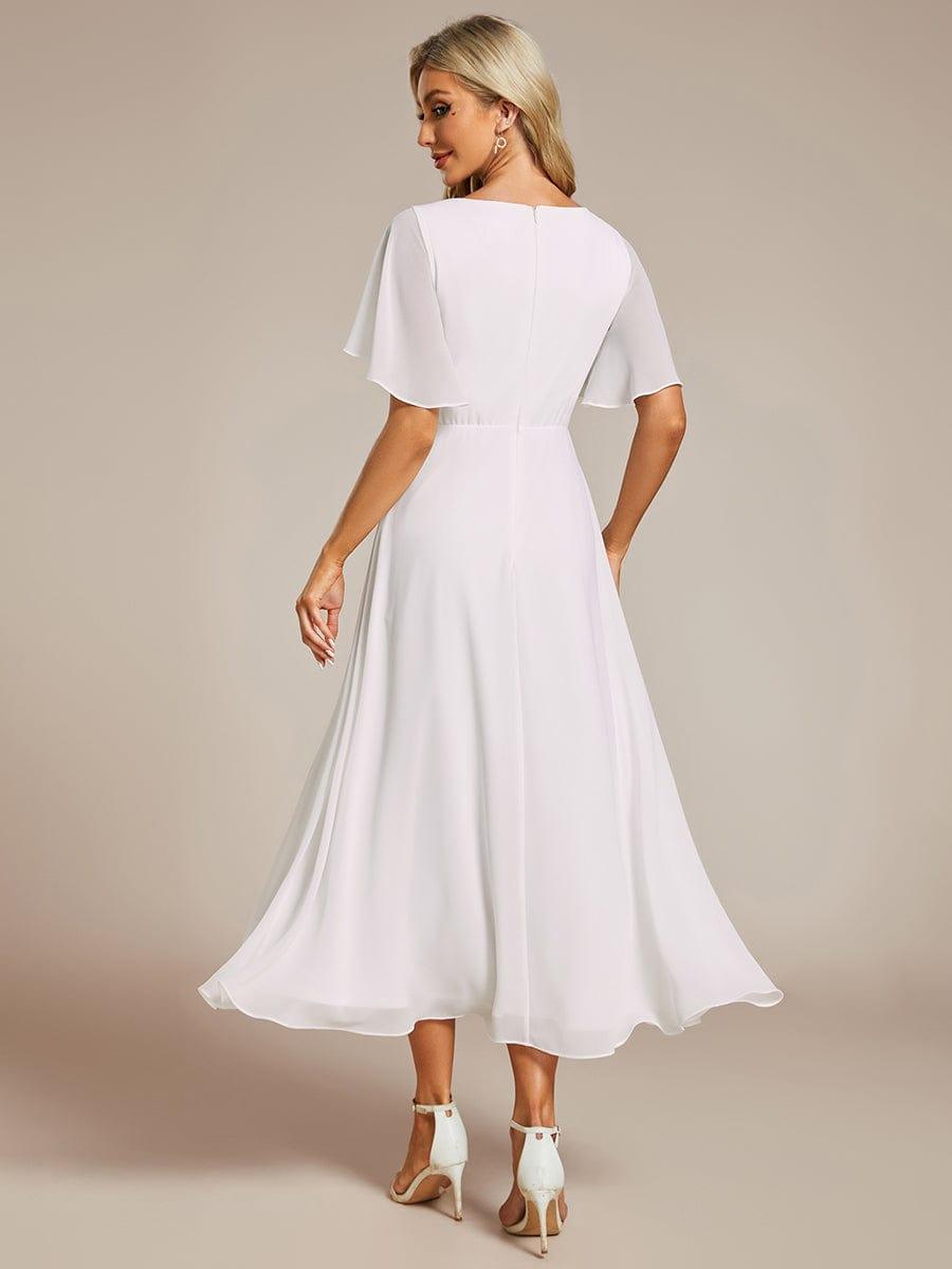 Stunning V-Neck Chiffon Midi Evening Dress with Exquisite Waist Applique💐