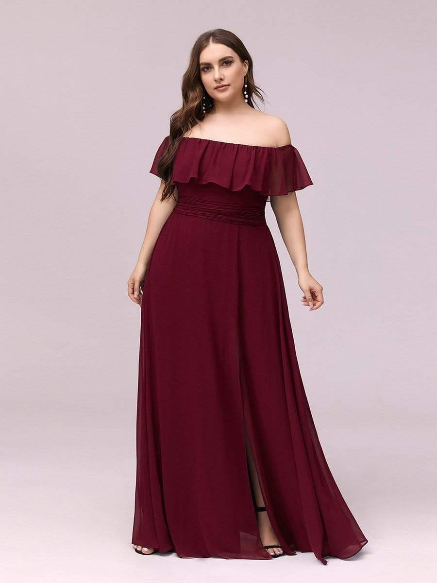 ✨Unleash Your Inner Diva: Stunning Off-Shoulder Ruffle Dress with Flirty Thigh Split!