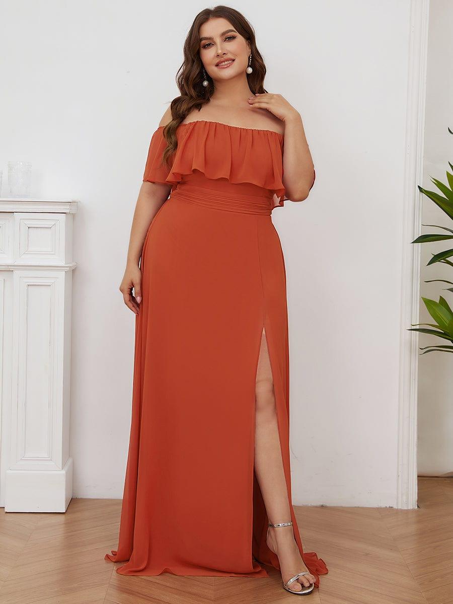 ✨Unleash Your Inner Diva: Stunning Off-Shoulder Ruffle Dress with Flirty Thigh Split!