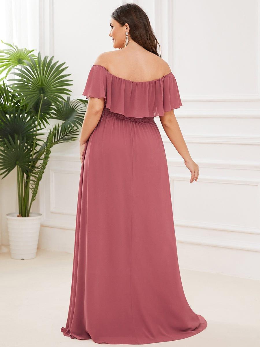 ✨Unleash Your Inner Diva: Stunning Off-Shoulder Ruffle Dress with Flirty Thigh Split!