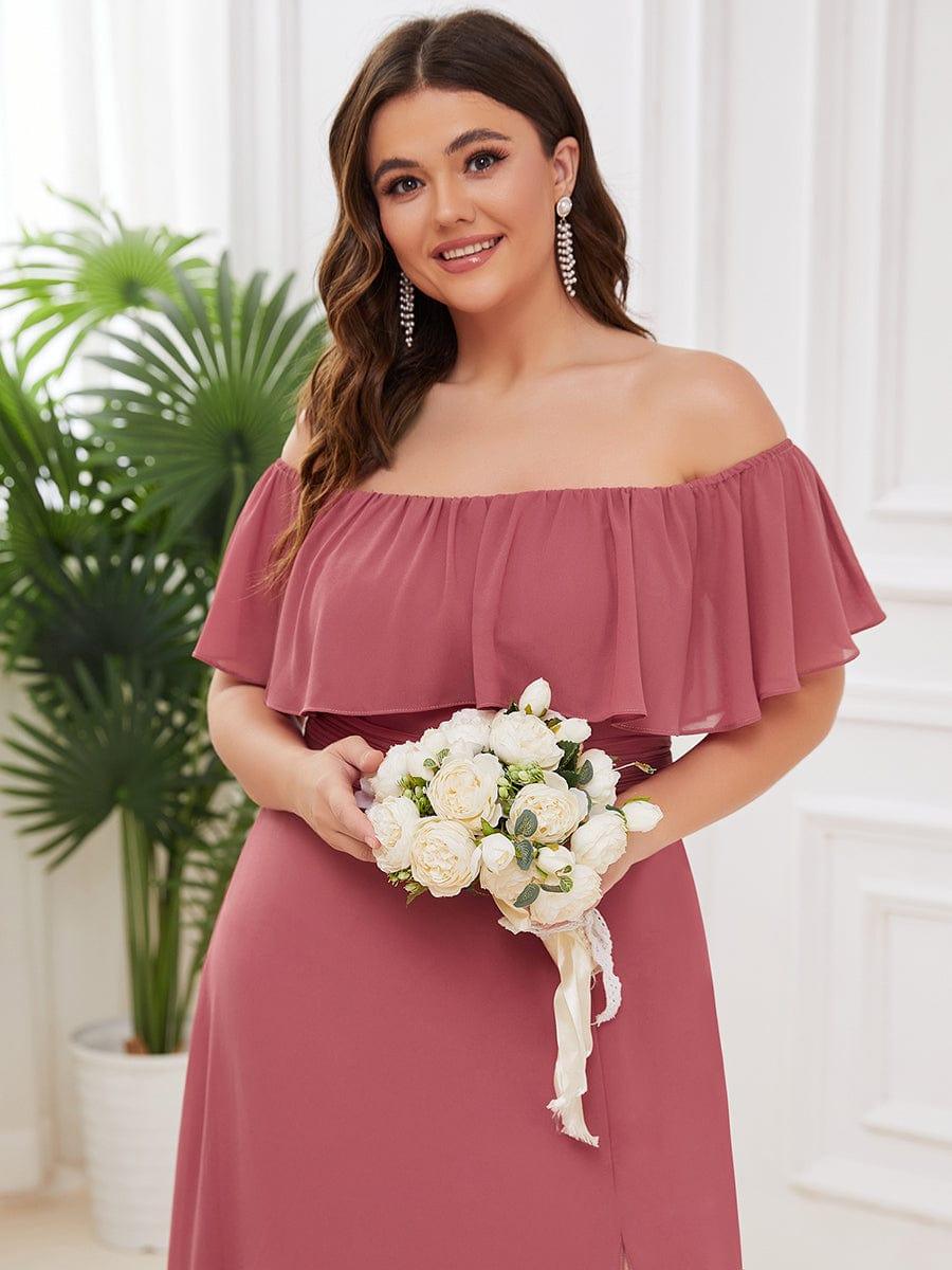 ✨Unleash Your Inner Diva: Stunning Off-Shoulder Ruffle Dress with Flirty Thigh Split!