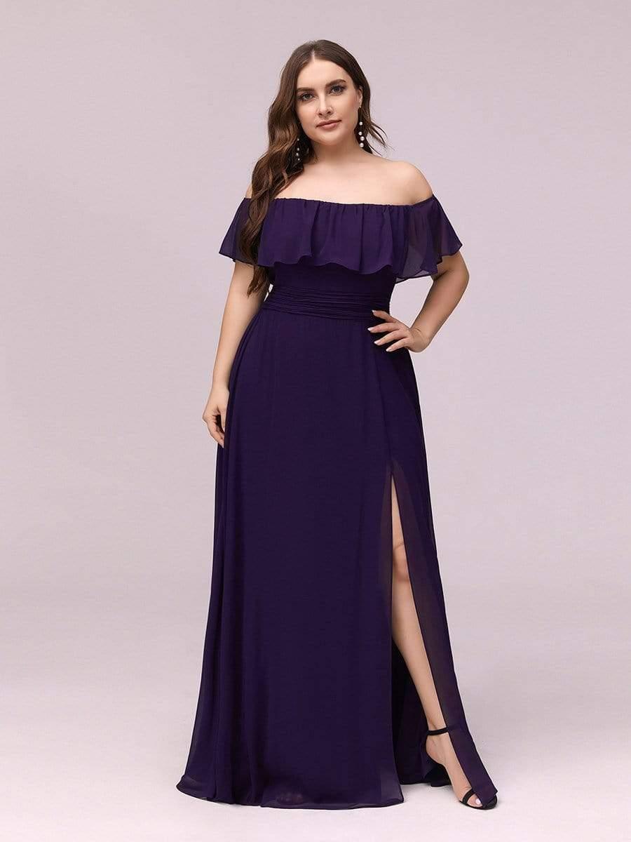 ✨Unleash Your Inner Diva: Stunning Off-Shoulder Ruffle Dress with Flirty Thigh Split!