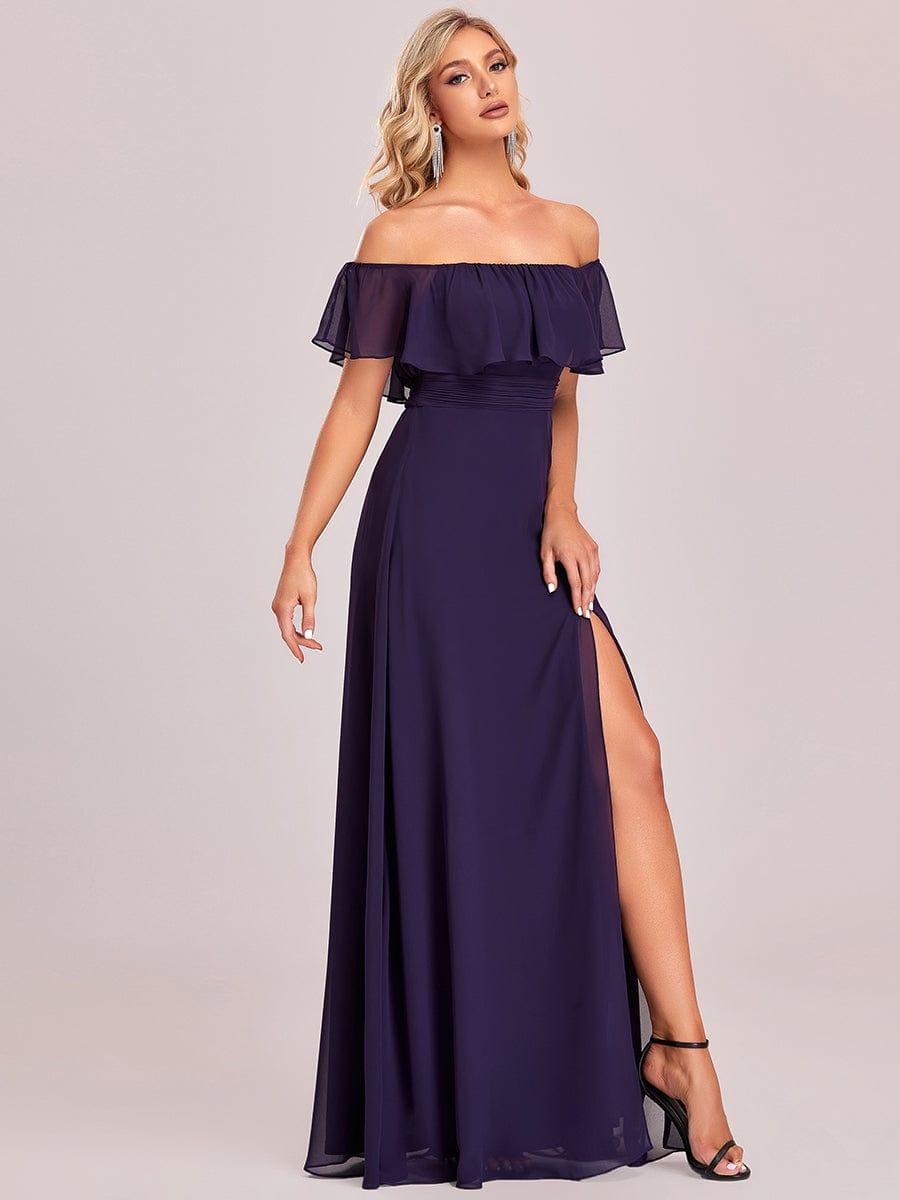 ✨Unleash Your Inner Diva: Stunning Off-Shoulder Ruffle Dress with Flirty Thigh Split!