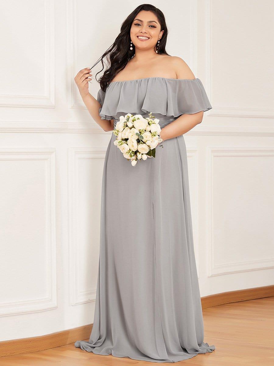 ✨Unleash Your Inner Diva: Stunning Off-Shoulder Ruffle Dress with Flirty Thigh Split!