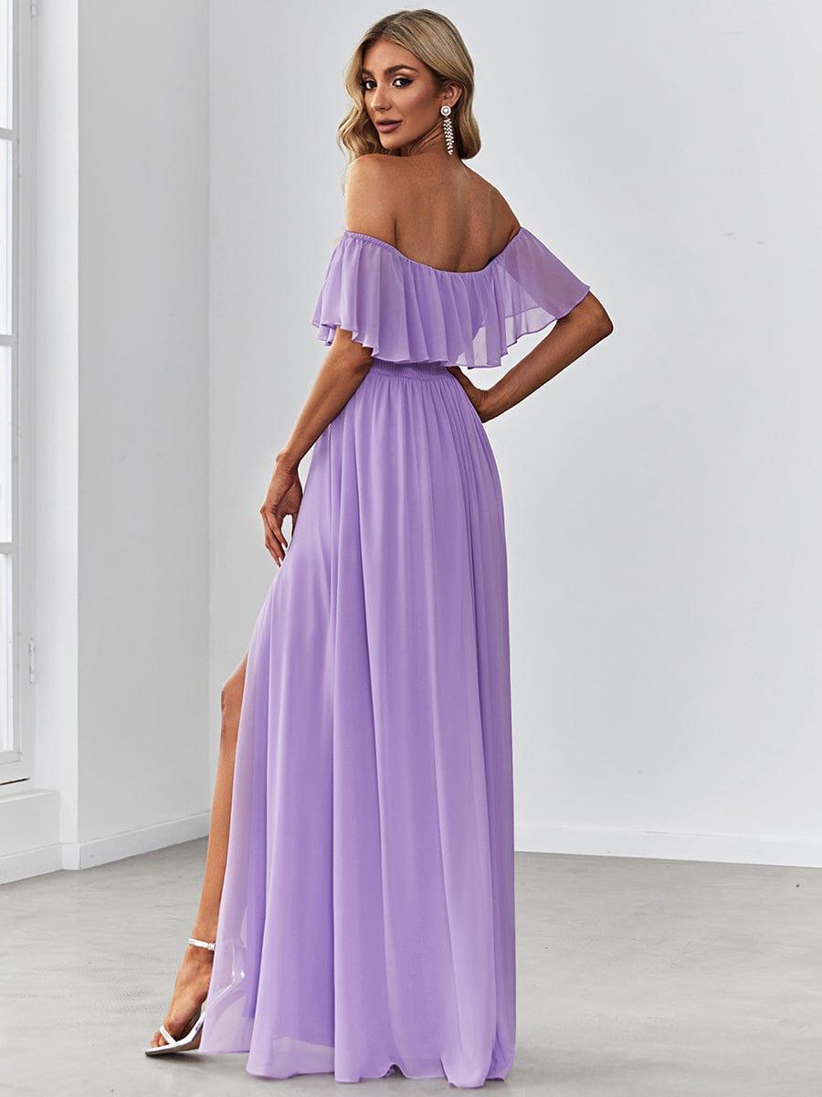 ✨Unleash Your Inner Diva: Stunning Off-Shoulder Ruffle Dress with Flirty Thigh Split!