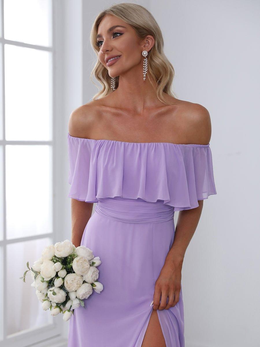✨Unleash Your Inner Diva: Stunning Off-Shoulder Ruffle Dress with Flirty Thigh Split!