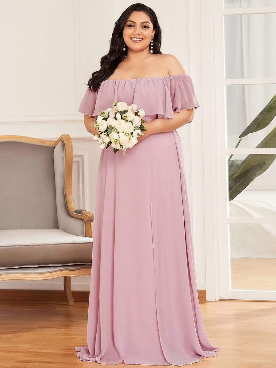 ✨Unleash Your Inner Diva: Stunning Off-Shoulder Ruffle Dress with Flirty Thigh Split!