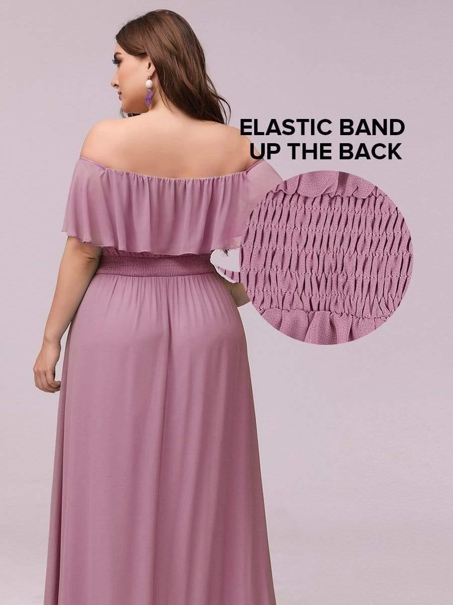 ✨Unleash Your Inner Diva: Stunning Off-Shoulder Ruffle Dress with Flirty Thigh Split!