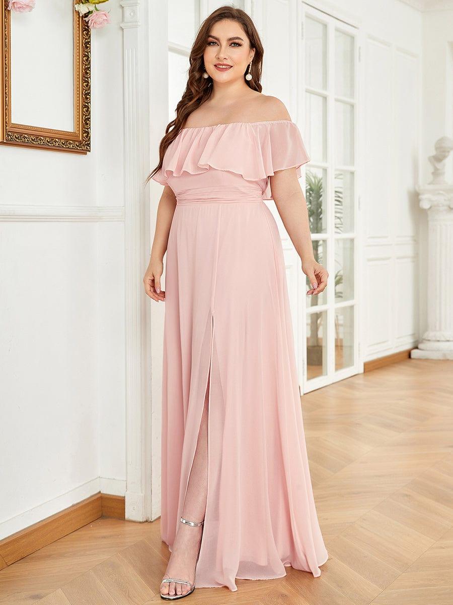 ✨Unleash Your Inner Diva: Stunning Off-Shoulder Ruffle Dress with Flirty Thigh Split!