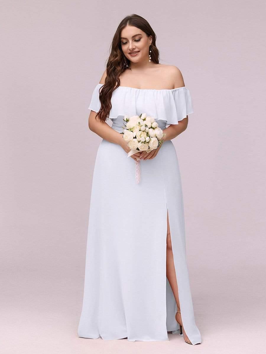 ✨Unleash Your Inner Diva: Stunning Off-Shoulder Ruffle Dress with Flirty Thigh Split!