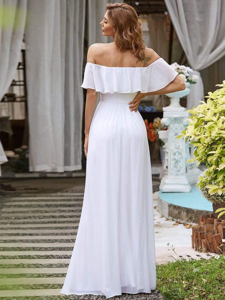 ✨Unleash Your Inner Diva: Stunning Off-Shoulder Ruffle Dress with Flirty Thigh Split!