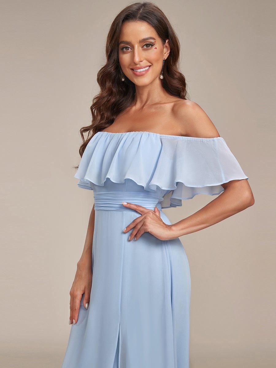 ✨Unleash Your Inner Diva: Stunning Off-Shoulder Ruffle Dress with Flirty Thigh Split!