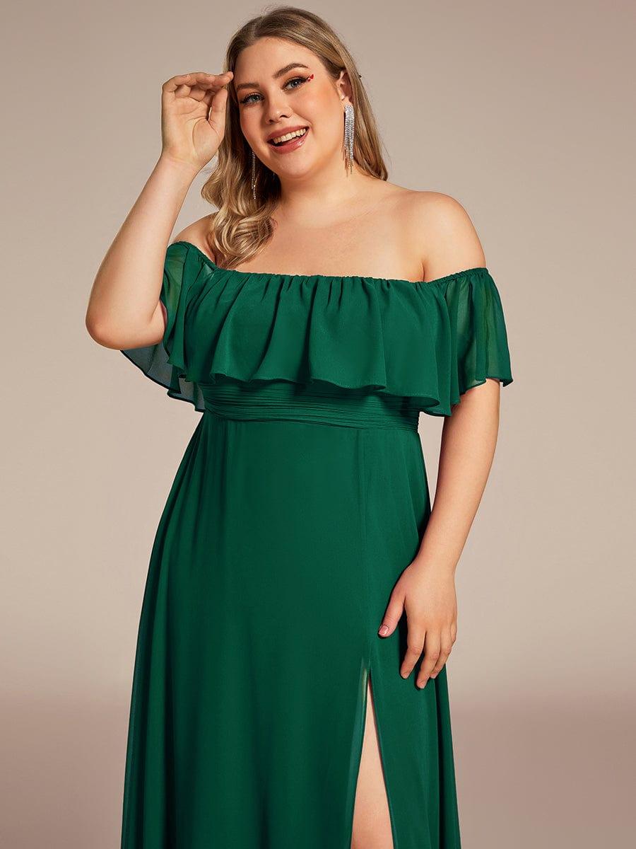 ✨Unleash Your Inner Diva: Stunning Off-Shoulder Ruffle Dress with Flirty Thigh Split!