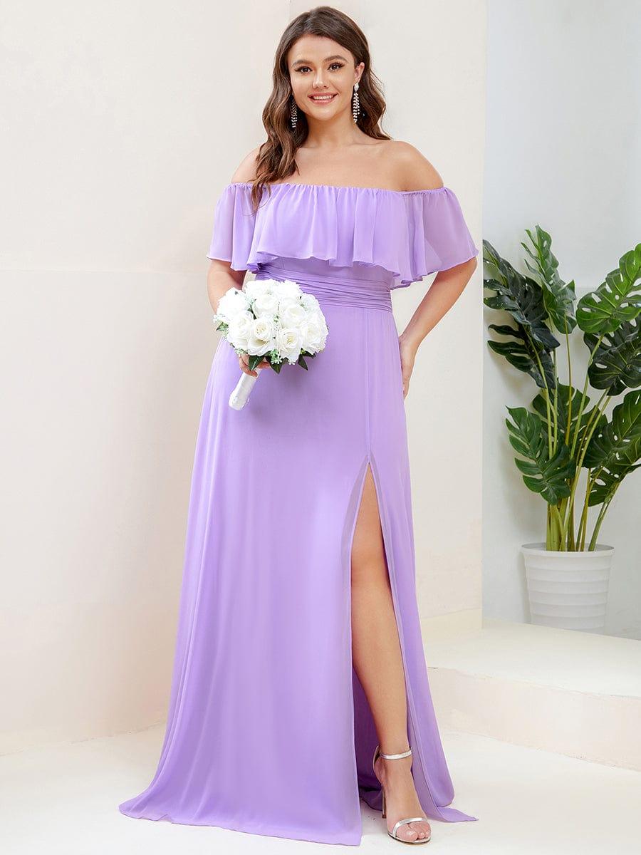 ✨Unleash Your Inner Diva: Stunning Off-Shoulder Ruffle Dress with Flirty Thigh Split!