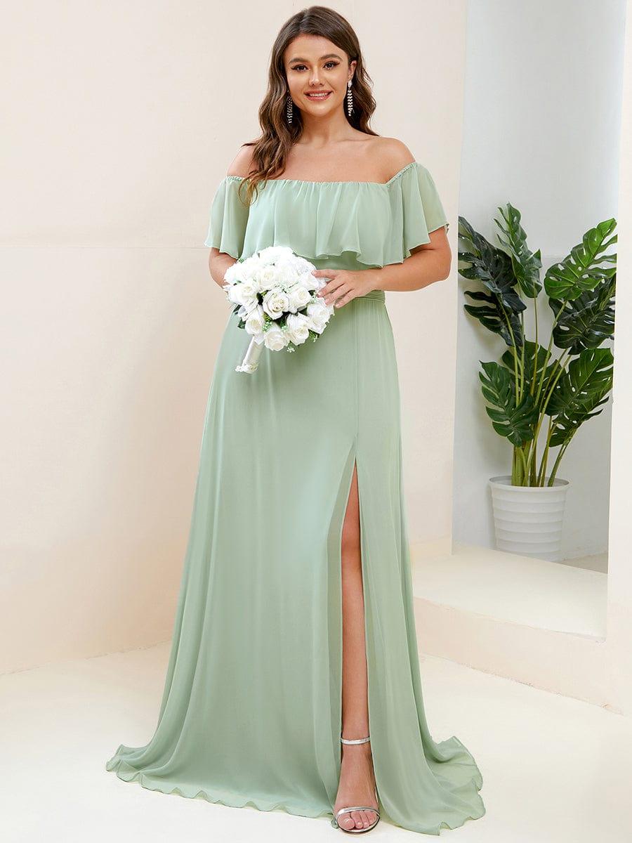 ✨Unleash Your Inner Diva: Stunning Off-Shoulder Ruffle Dress with Flirty Thigh Split!