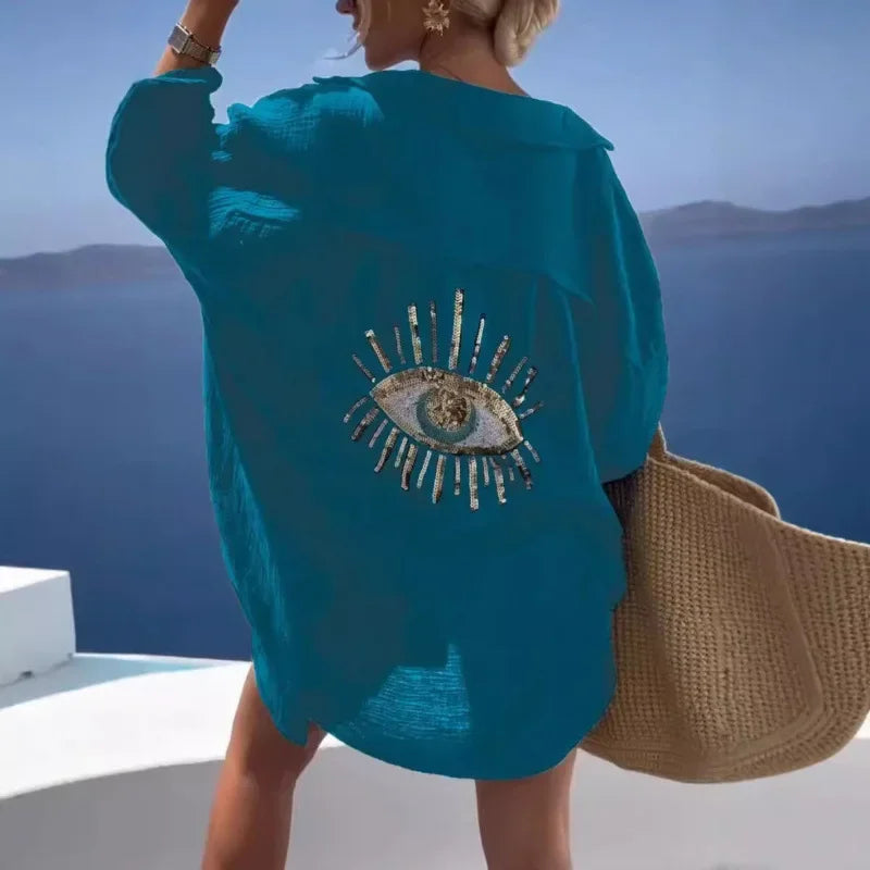 Women’s Casual Cotton Linen Long Sleeve Blouse – Lightweight Summer Top for Daily Wear & Outings